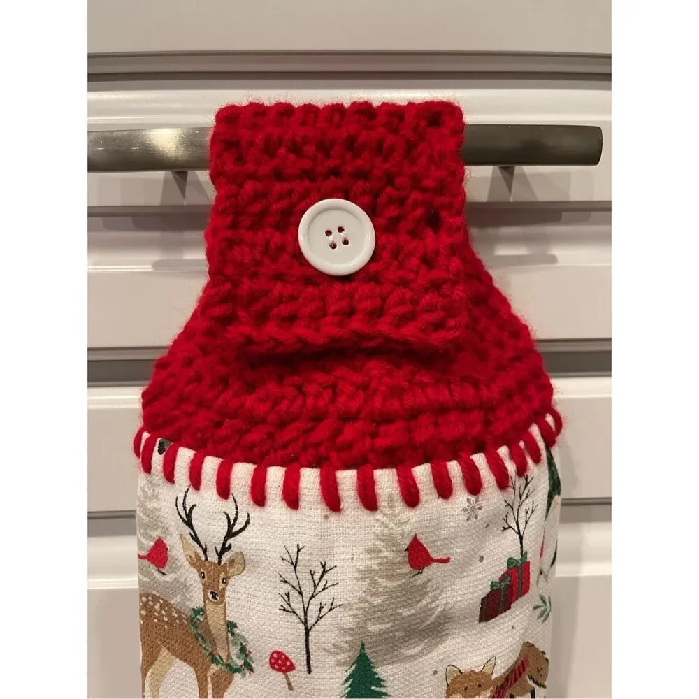 Crochet Top Kitchen Towel- Christmas Theme